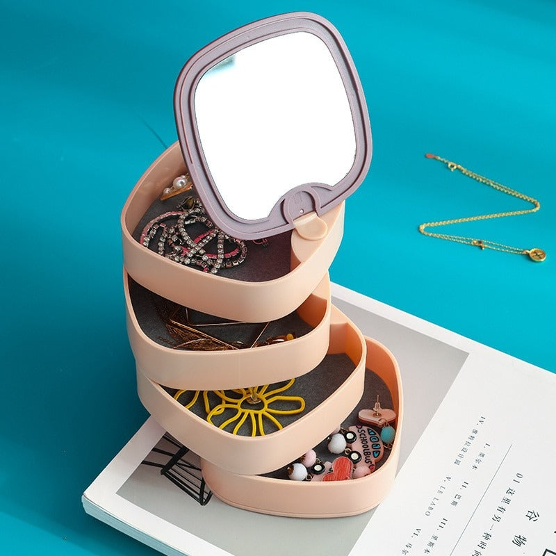 360° Rotating Jewelry Storage With Mirror