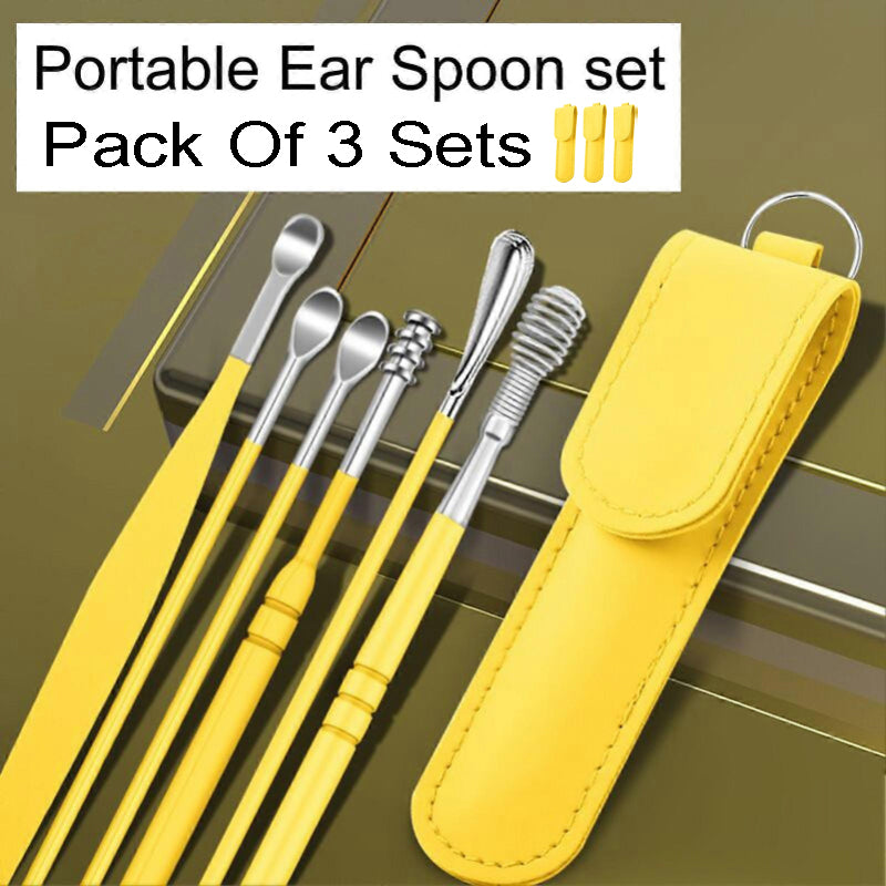 Ear Wax Removal Kit (3 Sets) – Stainless Steel with PU Leather Case