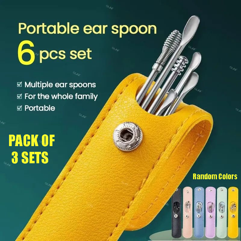 Ear Wax Removal Kit (3 Sets) – Stainless Steel with PU Leather Case