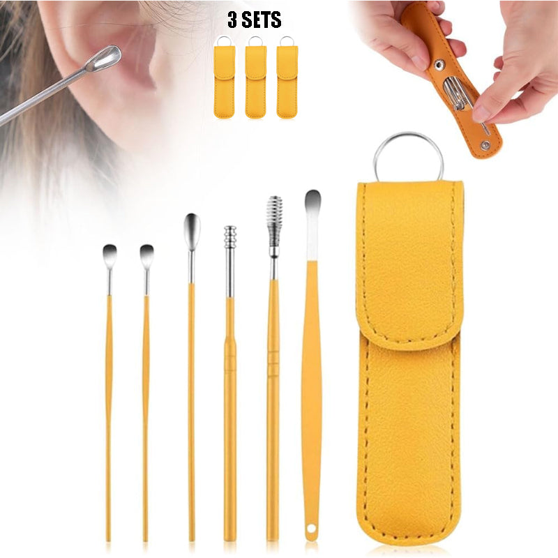 Ear Wax Removal Kit (3 Sets) – Stainless Steel with PU Leather Case
