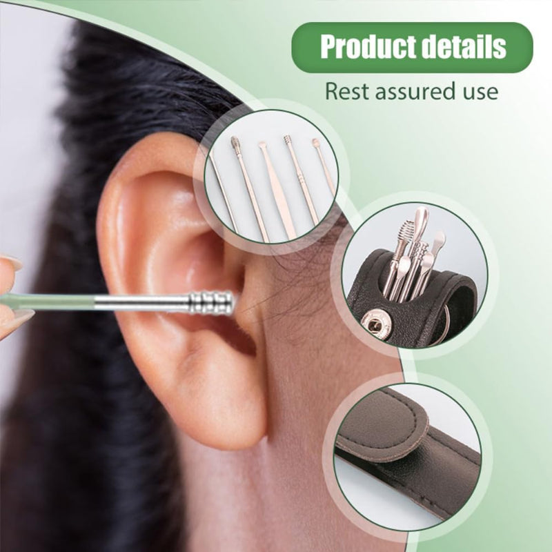 Ear Wax Removal Kit (3 Sets) – Stainless Steel with PU Leather Case