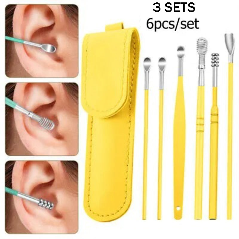 Ear Wax Removal Kit (3 Sets) – Stainless Steel with PU Leather Case
