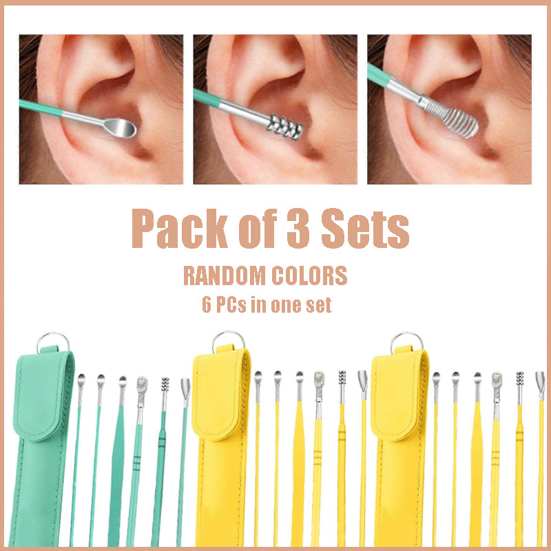 Ear Wax Removal Kit (3 Sets) – Stainless Steel with PU Leather Case