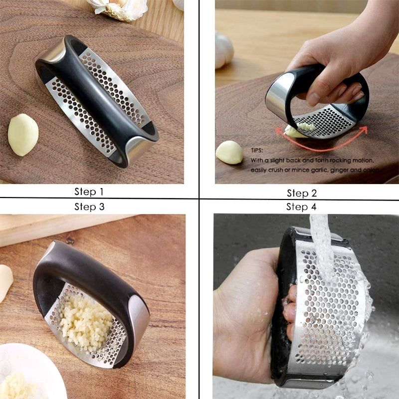 Stainless Steel Garlic Press Rocker – Ergonomic Garlic Crusher & Mincer Tool