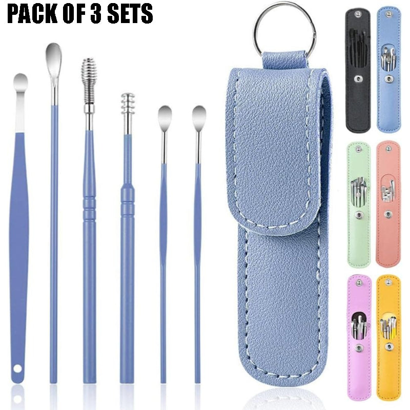 Ear Wax Removal Kit (3 Sets) – Stainless Steel with PU Leather Case