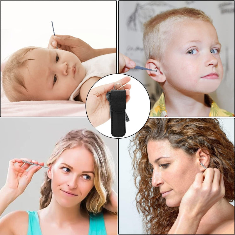 Ear Wax Removal Kit (3 Sets) – Stainless Steel with PU Leather Case