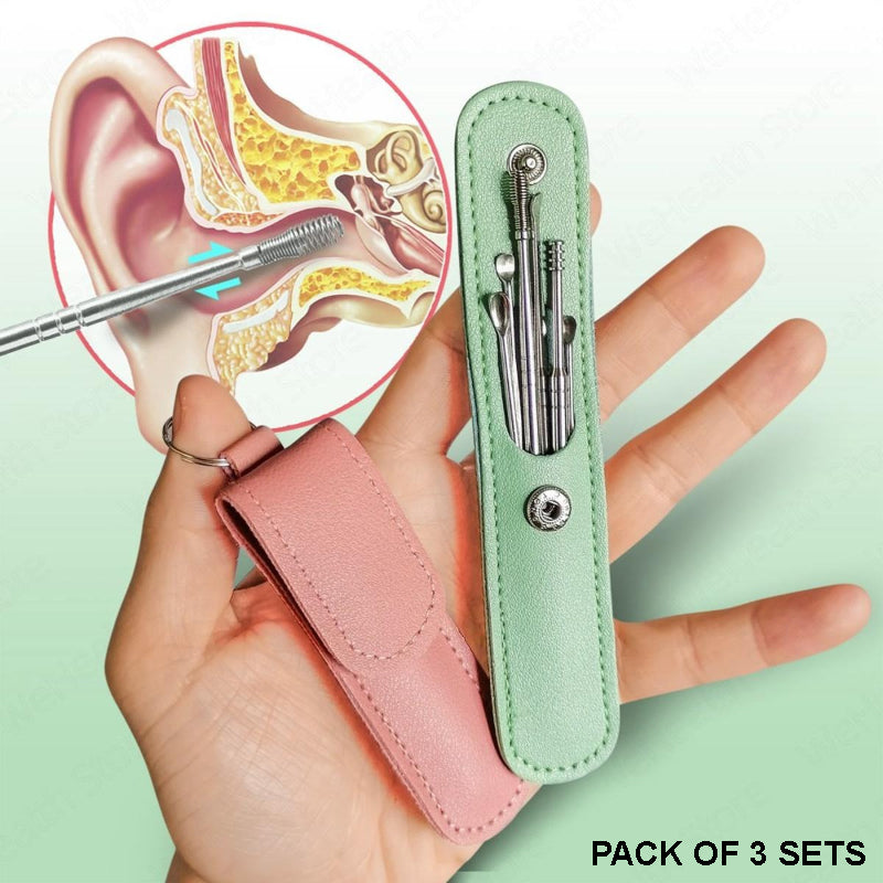 Ear Wax Removal Kit (3 Sets) – Stainless Steel with PU Leather Case